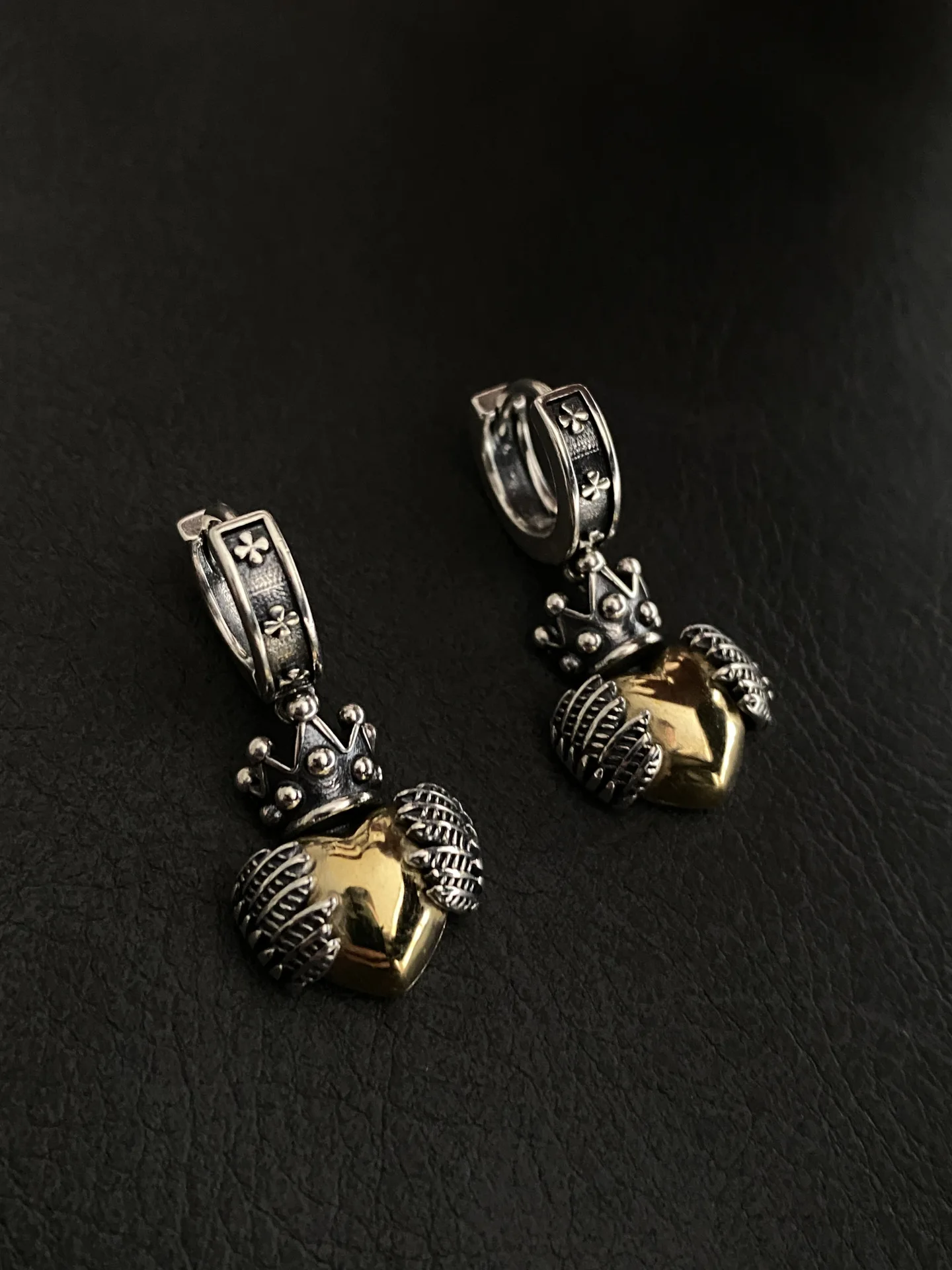 2023 New Arrival Romantic Love Heart Crown Wing Retro 925 Silver Needle Female Tassels Stud Earrings Jewelry No Allergic
