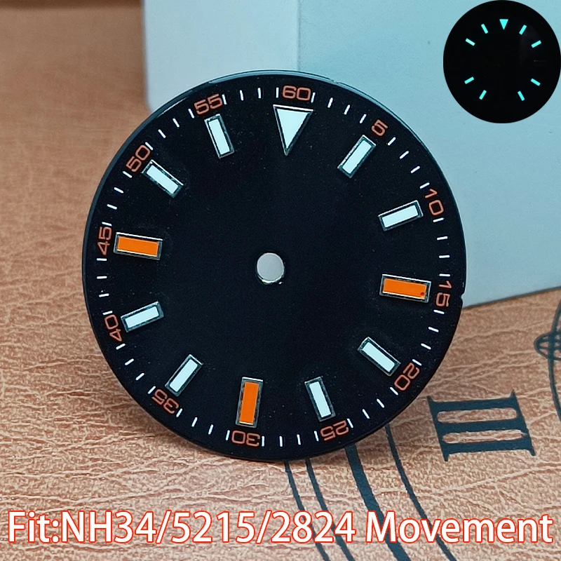 NH/35 NH/35/8215/2824 무브먼트 시계 액세서리 시계 수리를위한 고품질 다이얼 시계 다이얼 블루 그린 빛나는 다이얼