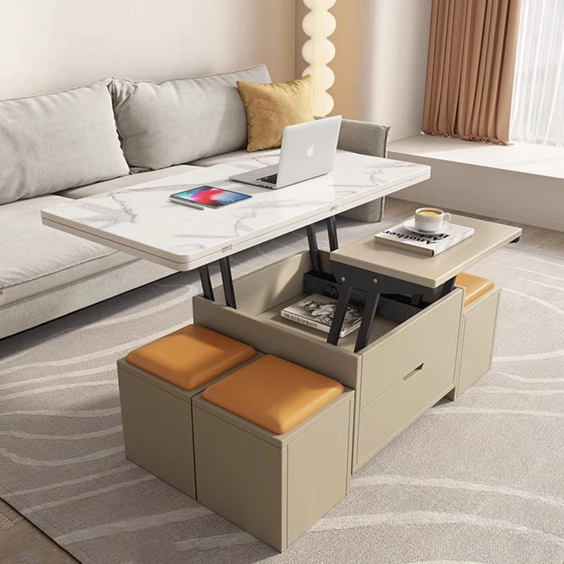 

Foldable Storage Coffee Table Multifunctional Household Luxury Stool Coffee Table Aesthetic Glamour Mesa Centro Salon Furniture