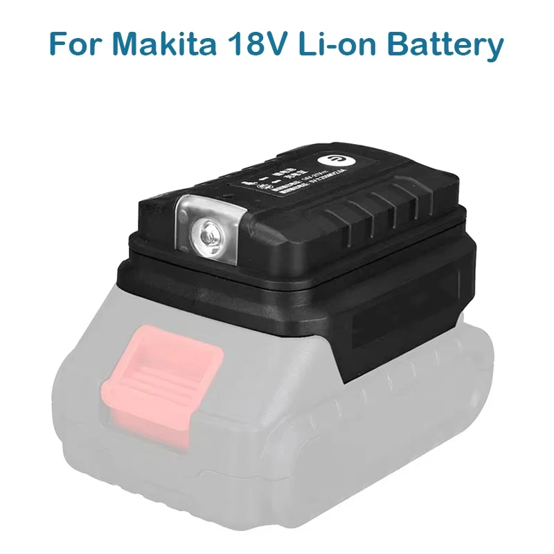 Battery Adapter with LED Working Light for Makita/HongSong/Lomvum 14.4V/18V Li-on Battery Portable Power Bank with Dual USB Port