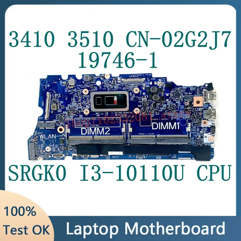 19746-1 Carte mère pour ordinateur portable Latitude 3410 3510 avec processeur 5405U i3-10110U i5-10210U i7-10510U, 100% testé OK