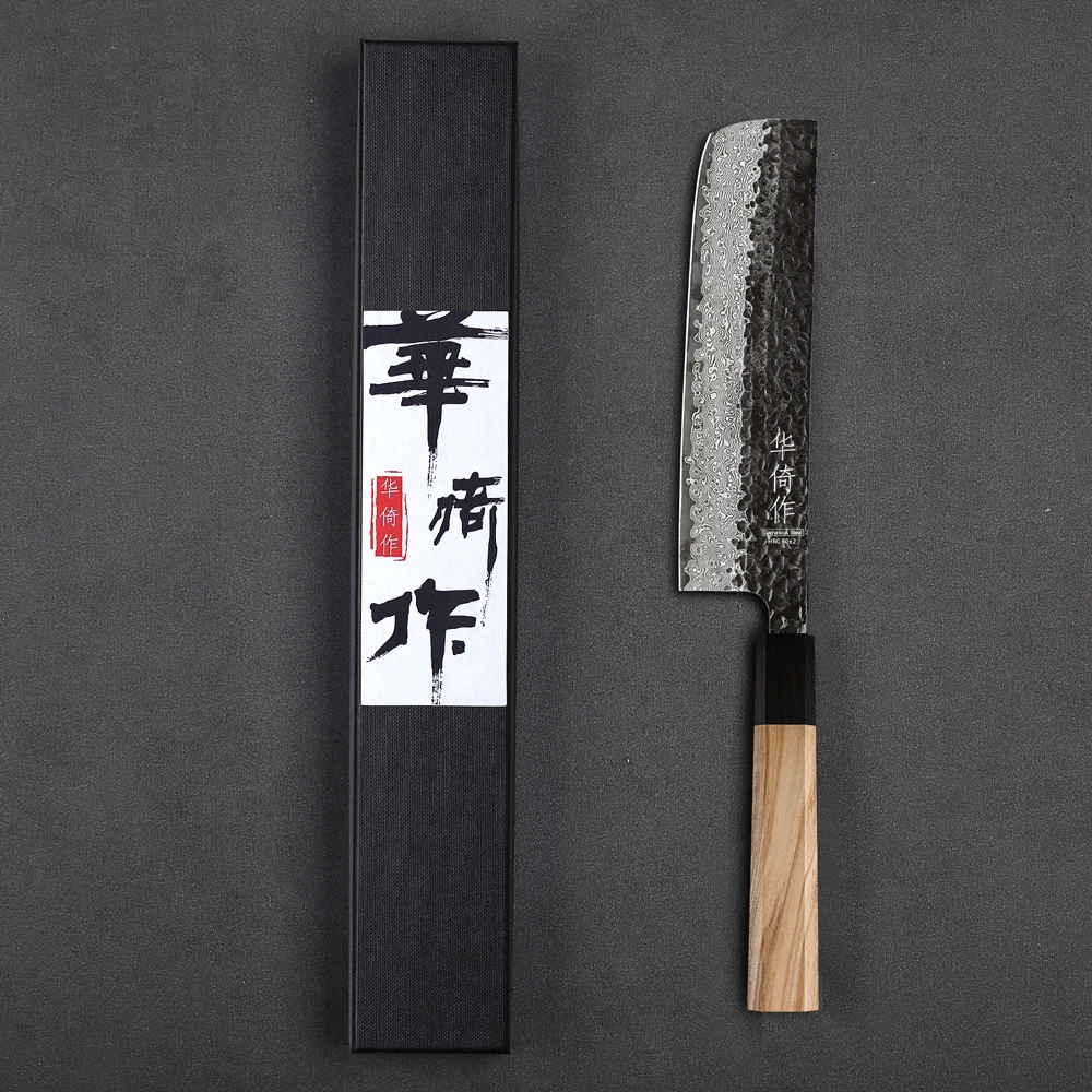 

7" Japanese Style Nakiri Knife Handmade Damascus Steel Household Kitchen Chef Knives Slicing Vegetables Cleaver Cooking Tools