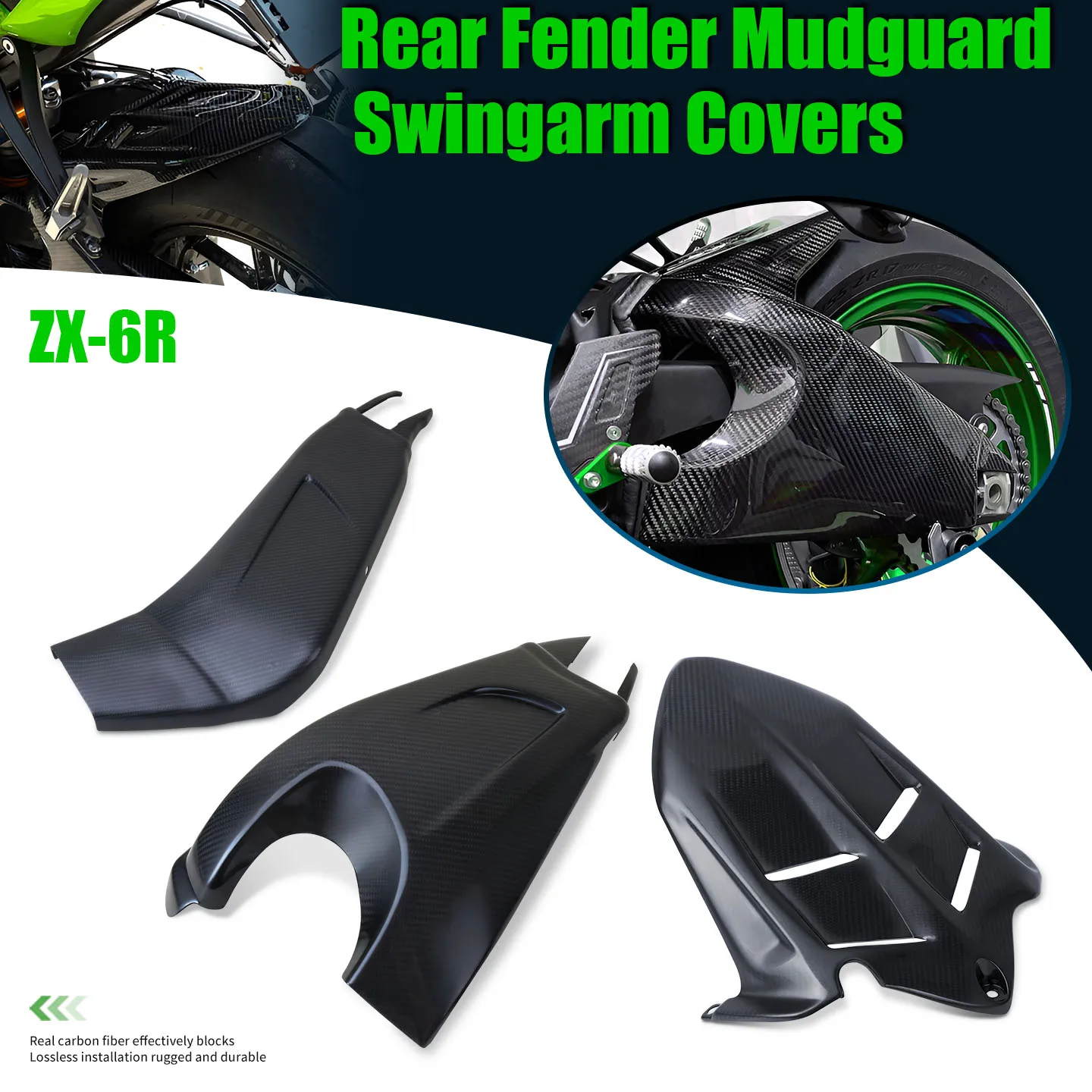 

Carbon Fiber Motorcycle Rear Fender Mudguard Swing Arm Guard Mudflap Guard Cover Modified Fairing Kit Rear For ZX6R ZX-6R ZX 6R