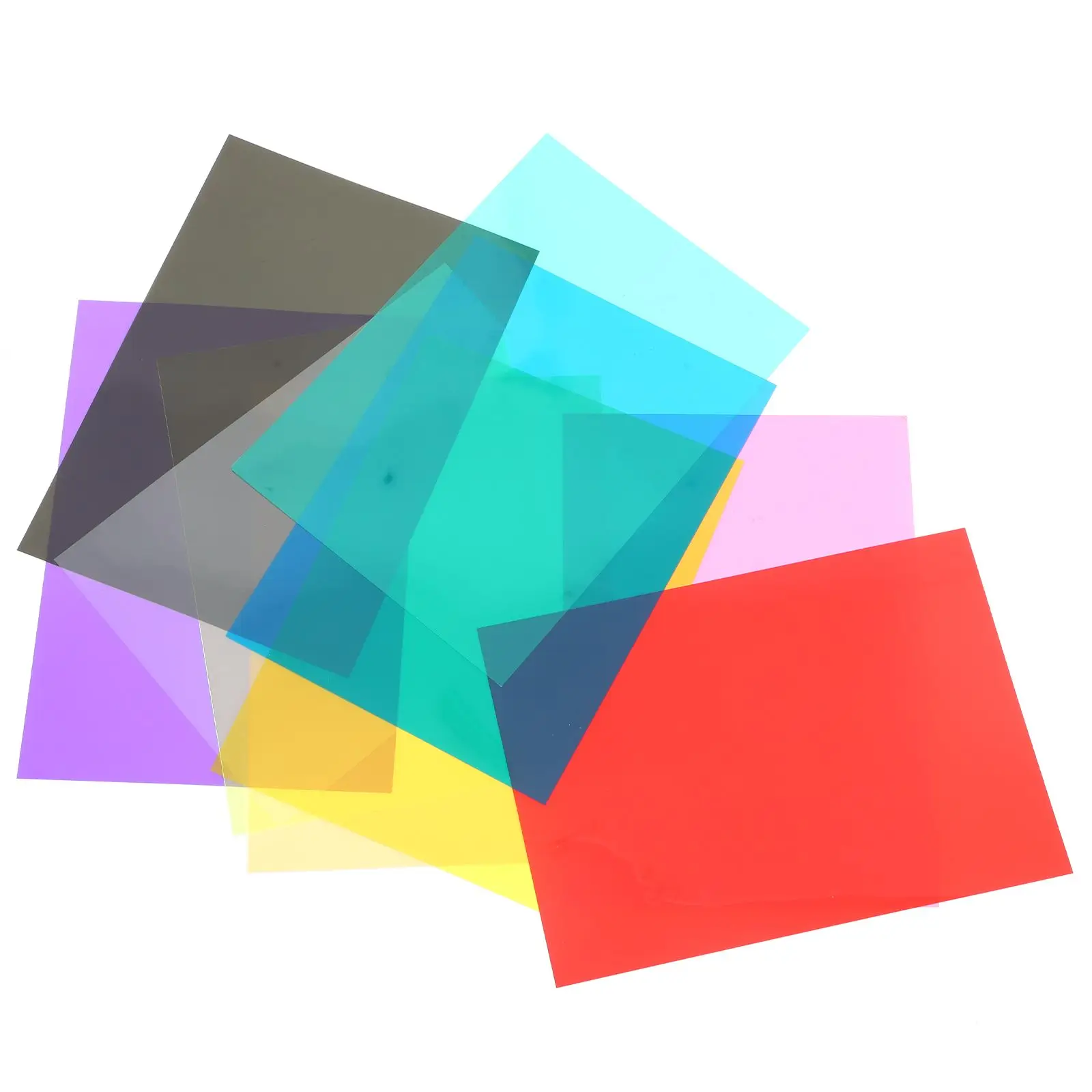 

10PVC Sheets 03x210x297mm Transparent Red Blue Yellow Pink Purple Green Orange Gels Lighting Filters Dyslexia Overlays Photo