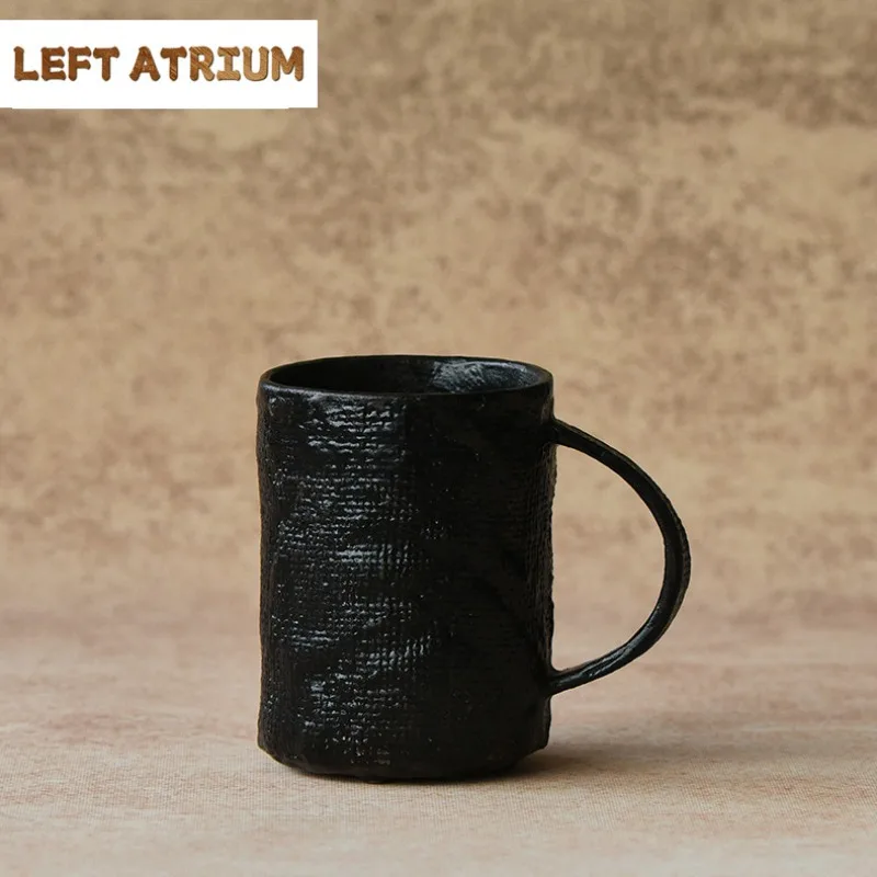 300ml Coarse Pottery Handmade Coffee Mug Boutique Woven Fabric Teacup Mug Ancient Tea Making Personalized Mug Cafes Ornaments