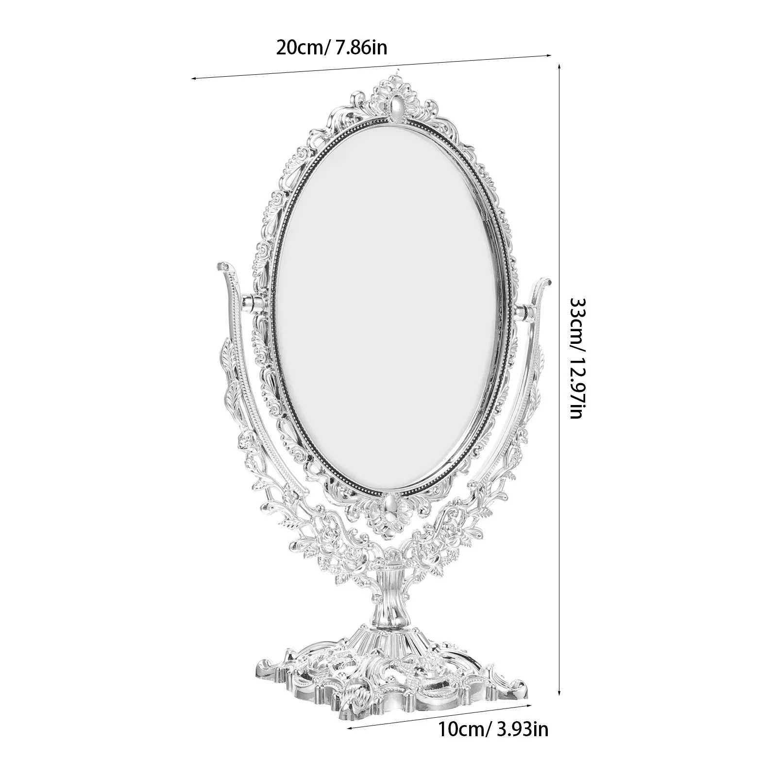 مرآة ماكياج خمر 360 قطب البيضاوي مزدوجة الوجهين عالية الوضوح الغرور منضدة الزينة الرجعية سطح المكتب مرآة مكتب دوارة