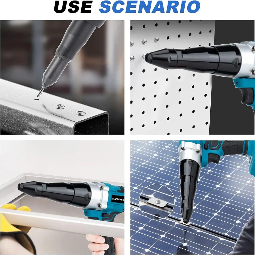 Pistola de remache eléctrica sin escobillas, herramienta de remache automática con luz LED para batería Makita de 18V