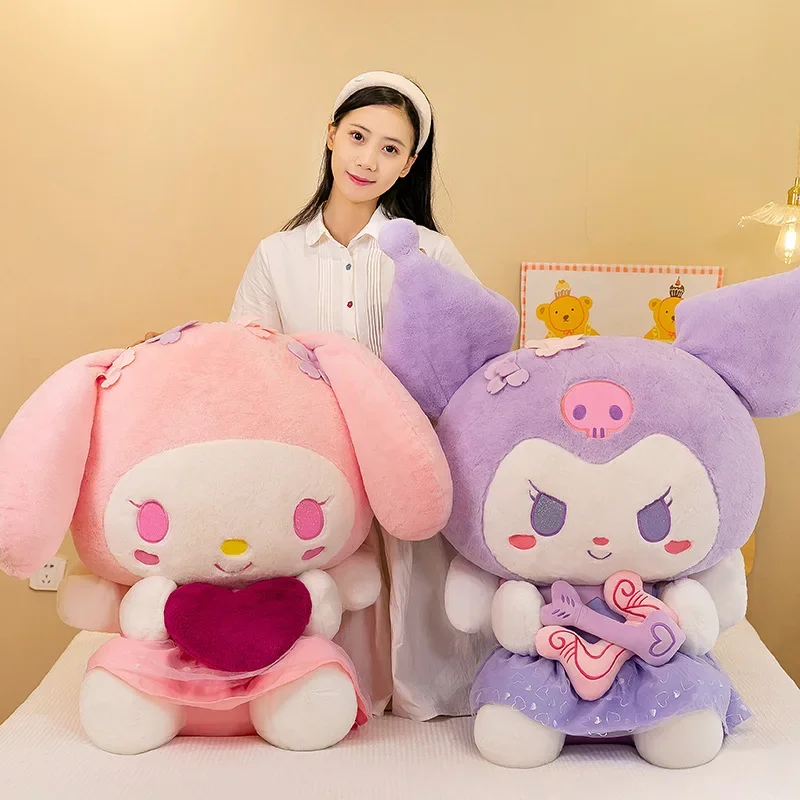 

50cm Sanrio Anime Kawaii My Melody Kuromi Plush Toy Girls Heart Dress Kid Doll Cute Decorate Pillow Children Birthday Xmas Gifts