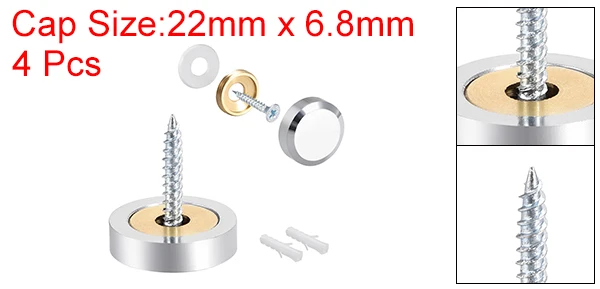 Uxcell 2/4/8 Stück 10/12/14/18/22/25mm Spiegelschrauben Dekorative Kappenabdeckung Nägel Poliertes Gold Silber – Detail 31