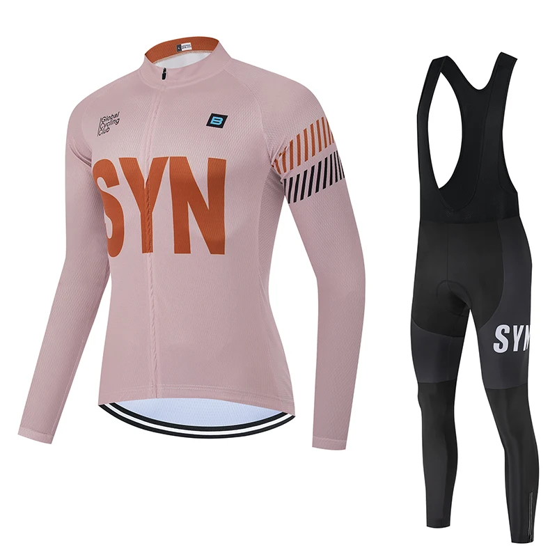 

SYN Men's road bike riding set for autumn and winter windproof and warm cycling jersey cycling bib riding long top riding pants