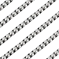 2.5 Yards 8mm Hot Fix Nailhead Trim Sliver Metal Iron-on Nailhead Trim with Black PU Leather Base Pyramid Stud Nailhead Applique