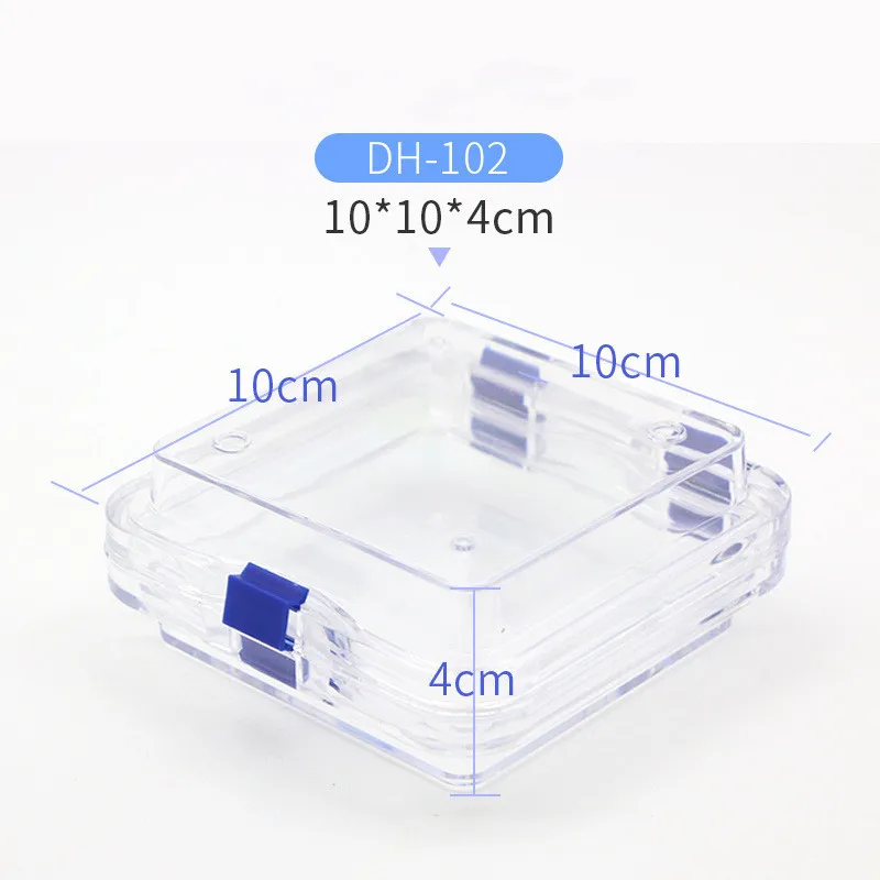 Transparente Zahnbox aus Kunststoff, Aufbewahrungsbox für Prothesen mit Folienmembran, buntes Scharnier für Krone und Brücken