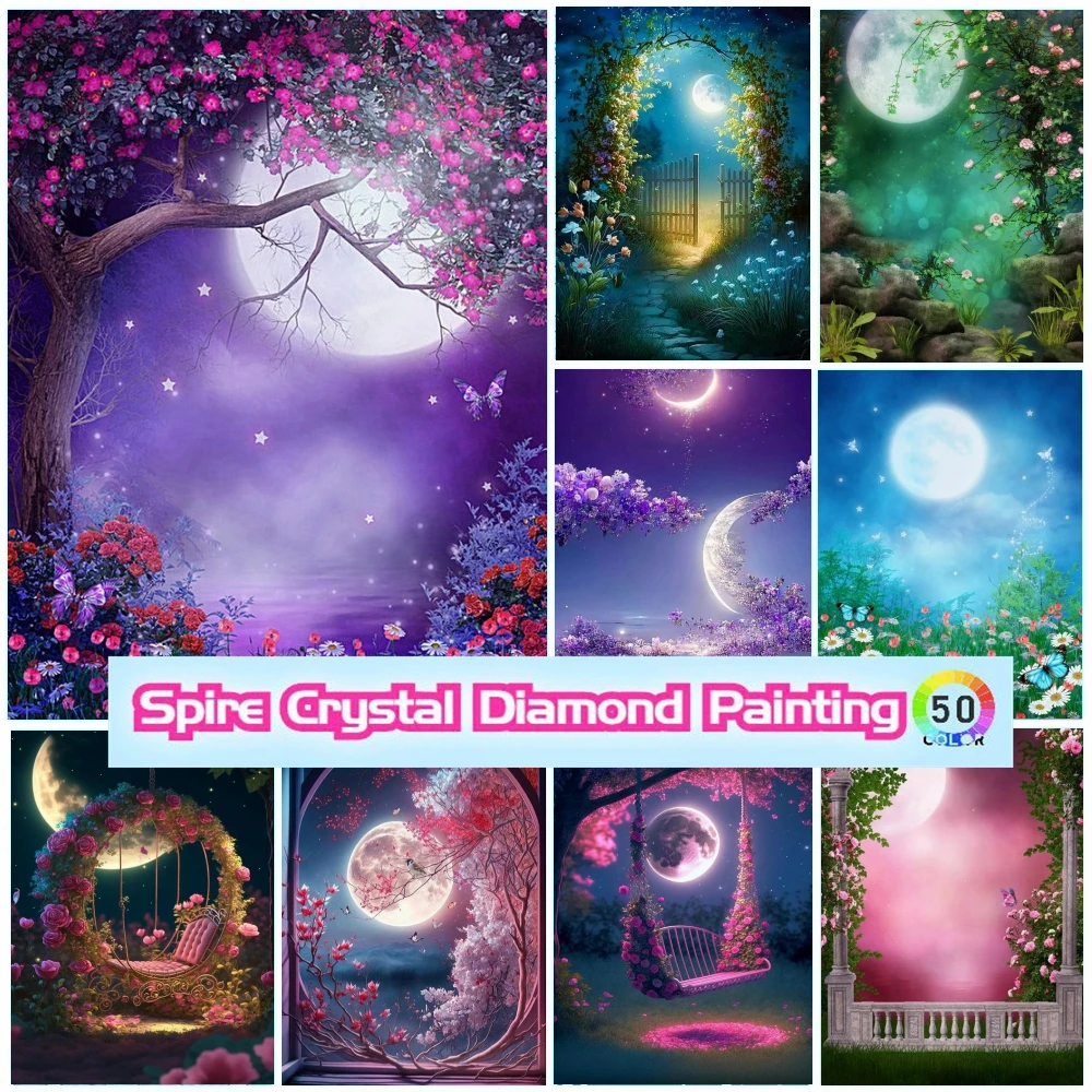 

Landscape Diy Crystal Diamond Painting New 2024 Kit Embroidery Pretty Flower Moon Art Mosaic Home Decor Cross Stitch Crafts Gift