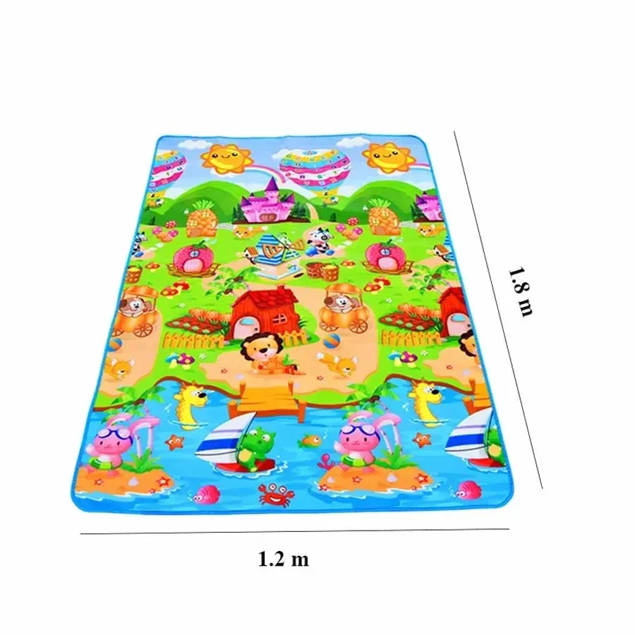 Baby Crawling Playmat Foldable Single Side Cartoon Printing Play Mat Baby Accessories Eva Foam Soft Floor 180*120*0.3cm