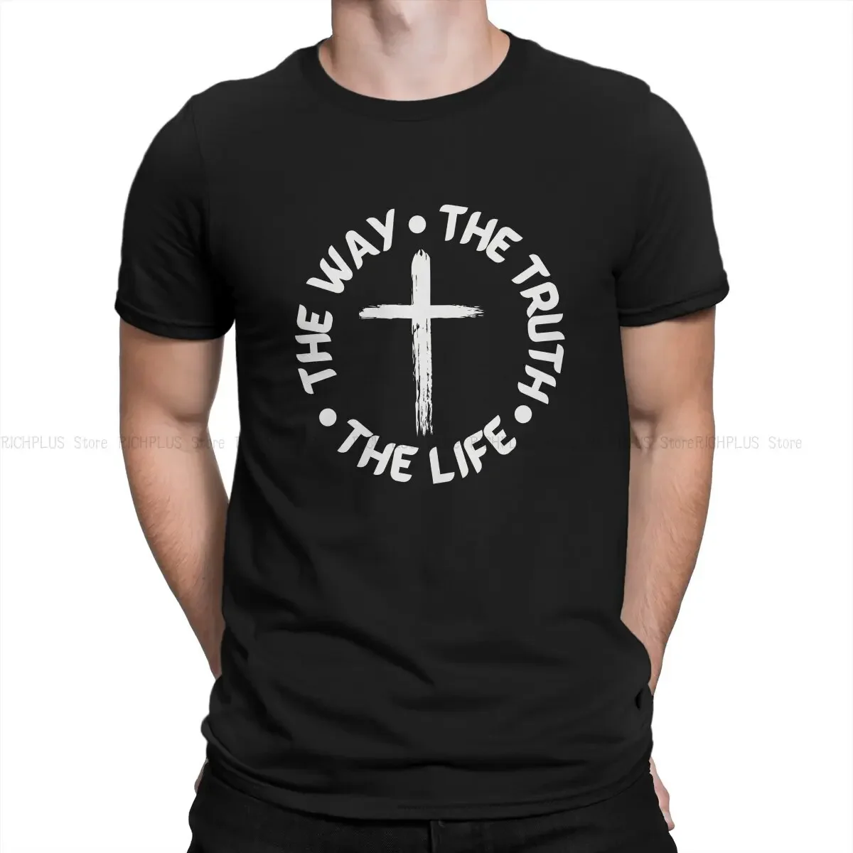 

Jessuus Christ Новейшая футболка для мужчин The Way The Truth The Life Христианский крест с круглым вырезом Полиэстеровая футболка Хип-хоп Подарочная одежда