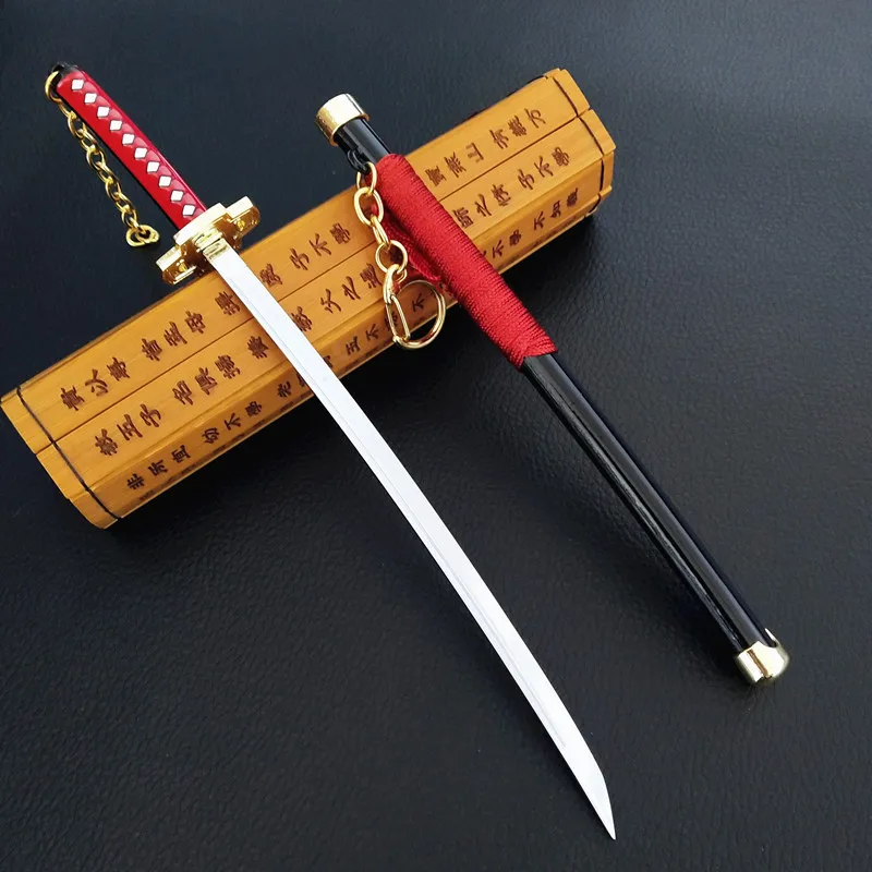 New 7 Styles Roronoa Zoro Sword Buckle Toolholder Scabbard Katana Keychain 22cm One Katana Piece Anime Weapon Model Keychain