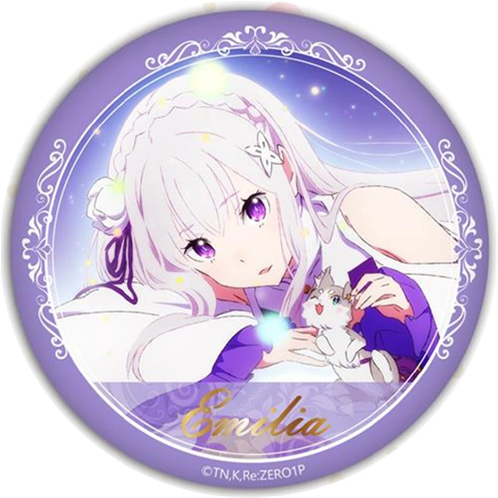 58mm Anime Re:ZERO Starting Life in Another World Emilia Rem Ram Beatrice Cosplay COSTUME Badge Pin SPTE Tinplate Brooch﻿ Prop