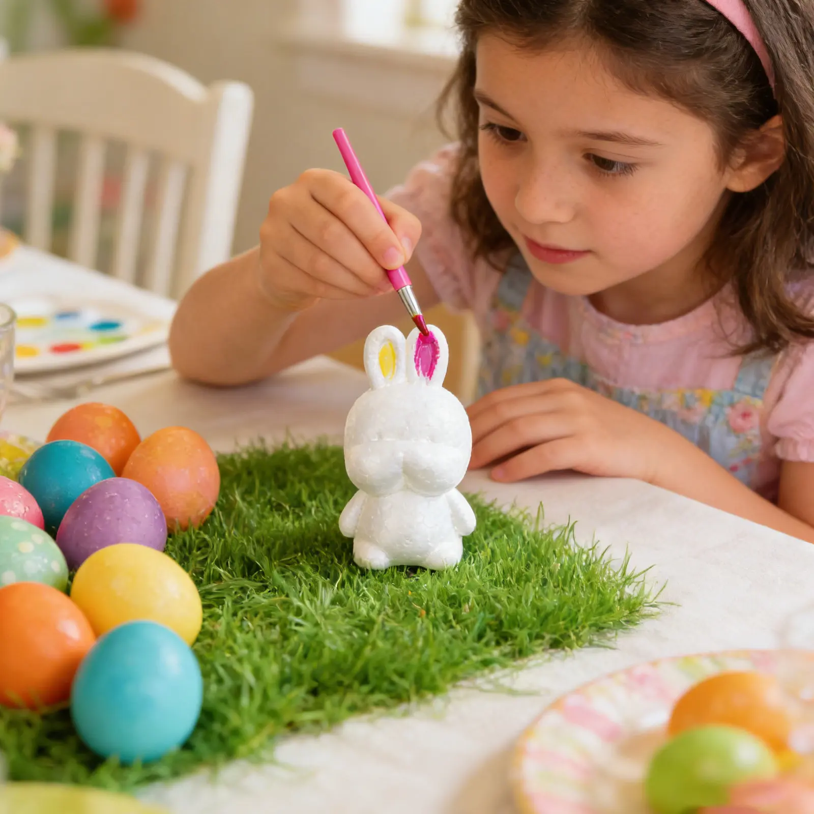 3Pcs Easter Foam Bunny Unfinished DIY Paintable Rabbit Decorations Spring Table Centerpieces Easter Party Supplies White