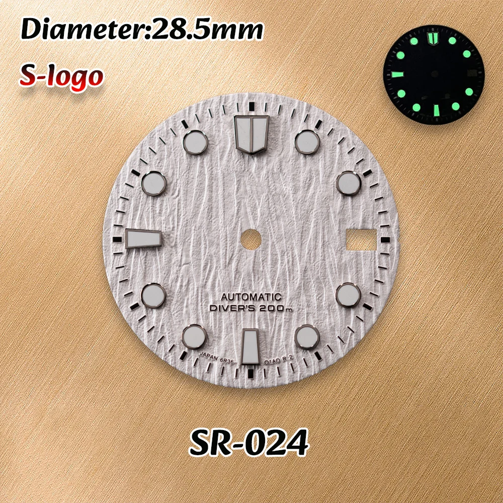 S Logo 28,5 mm 3D Ocean Glaciers Quadrante NH36/NH35 movimenti C3 Orologi luminosi di alta qualità per uomo Accessori per la modifica dell'orologio