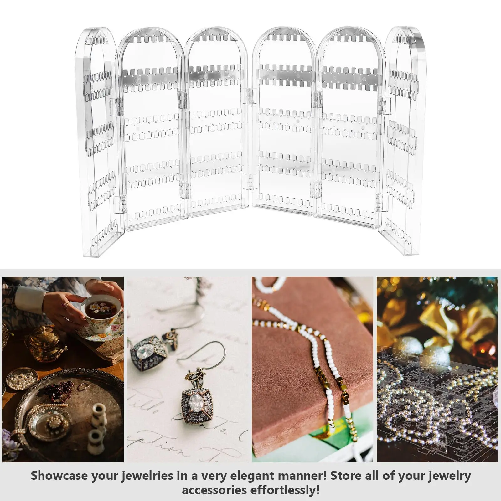 

1Pcs Earrings Storage Box Foldable Jewelry Display Stand Multi-Layer Transparent Organizer for Necklaces Rings Earrings Holder