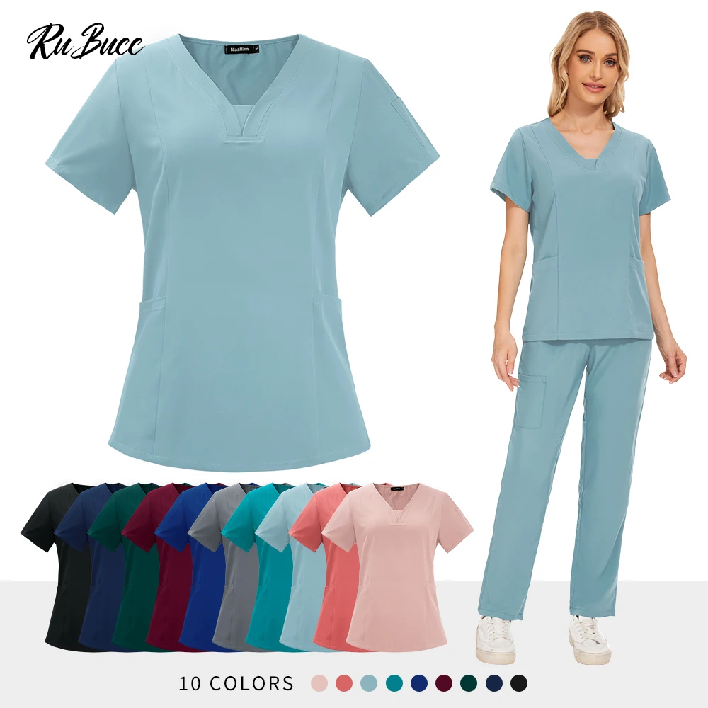 Vêtements de travail pour le lavage des mains, costumes de chirurgie de toilettage pour animaux de compagnie à manches courtes, vêtements de travail pour dentiste, uniformes de soins médicaux d'hôpital pour femmes