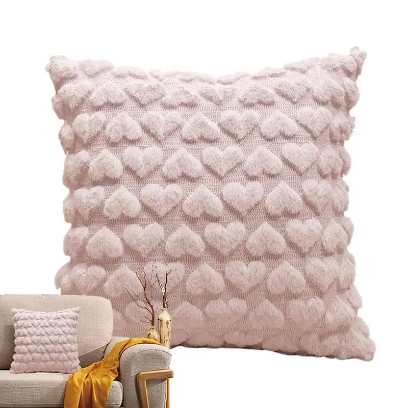 45x45cm Heart Embroidery Decorative Pillow Cover Holiday Throw Pillow Cover for Sofa Living Room Valentine's Day Cushion Cover