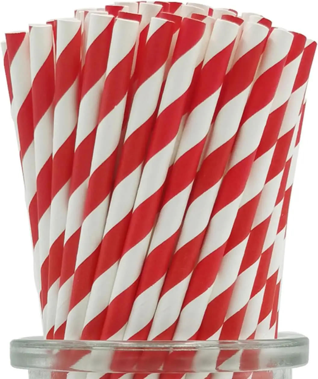 

Paper Straws Disposable 7.75" x0.24" Red-White Biodegradable Paper Drinking Straw for Cocktail, Milkshake, Coffee, Lemonade