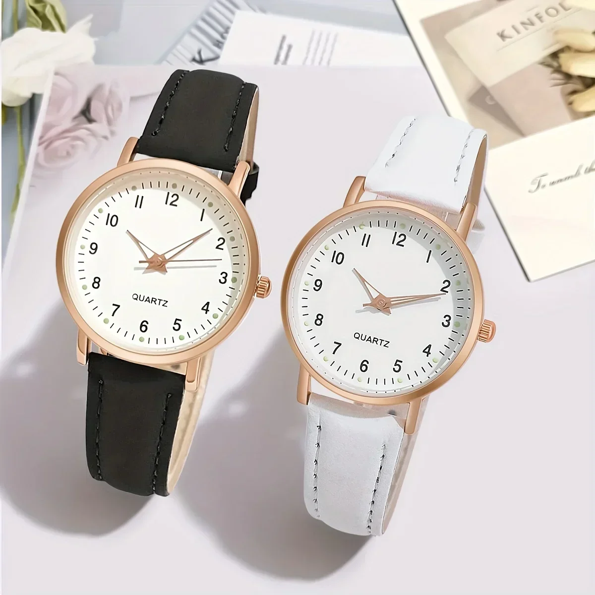 1/pcs and 2/pcsSimple, fashionable, cute and compact ladies' luminous quartz watch