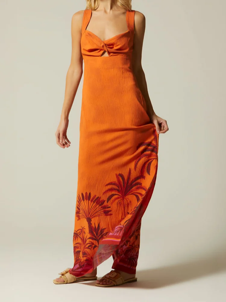 

Summer Printed Beach Maxi Dress For Women Sleeveless Backless Hollow Out Strap Long Robe 2026 New Lady Vacation Vestidos Dresses