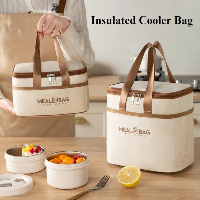 

Insulated Lunch Bag- Large Capacity Thermal Tote with Oxford Fabric & Aluminum Foil, Leakproof Cooler for Picnic, Office, Travel