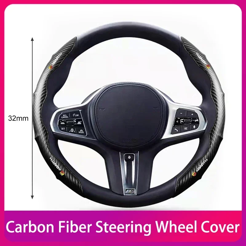 

Car Carbon Fiber Non-slip Steering Wheel protective Cover Interior Accessories For Abbas Abarth Punto 124/125/500 Stilo Ducato