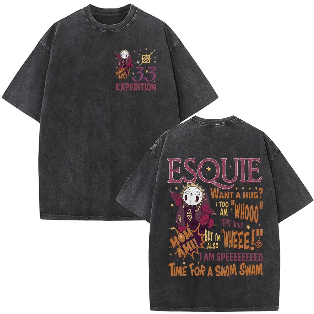 

Винтажные потертые футболки Clair Obscur Expedition 33, игры Esquie, мужские и женские модные футболки большого размера с короткими рукавами, топы, уличная одежда
