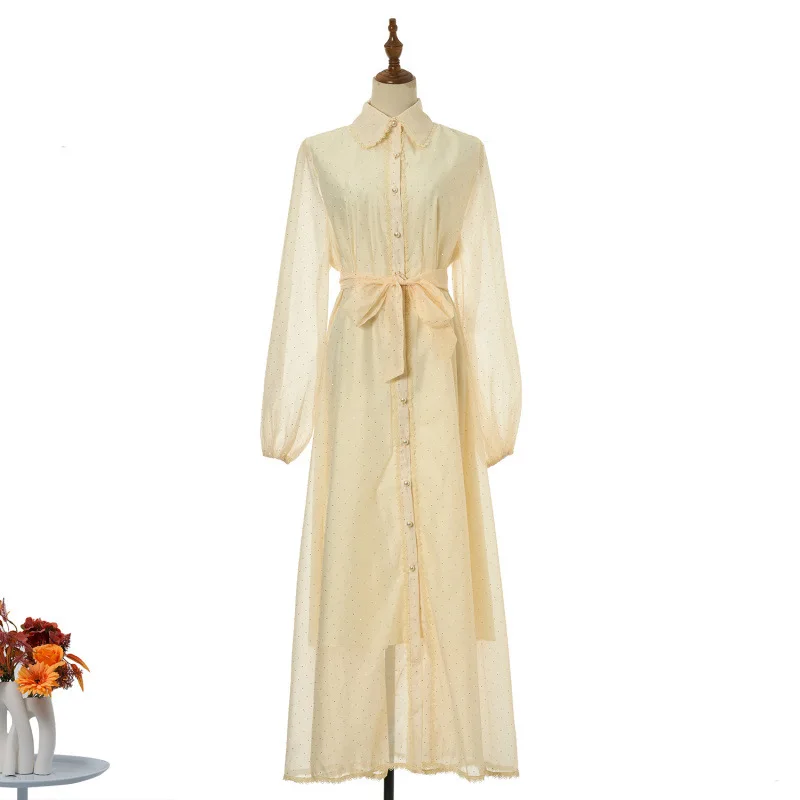 

Street Sle Long Dr with Embellied Tulle Patchwork Belted High Waist Velve Fabric oulder Bared Casual Long Sve