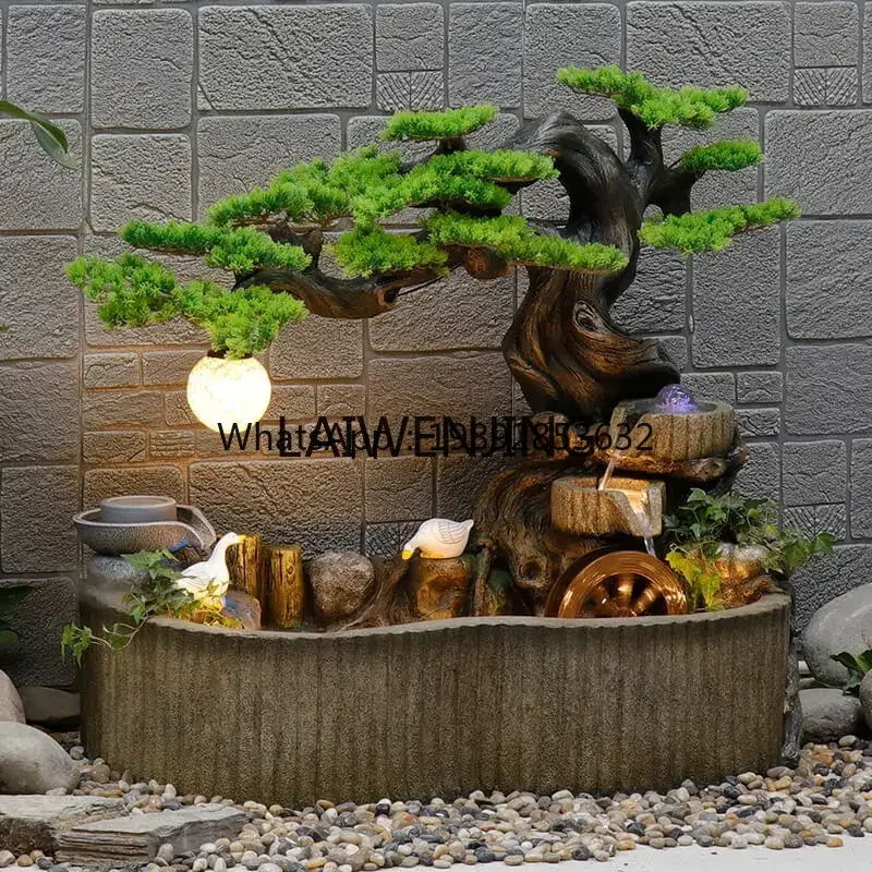 B1  large rockery flowing water fountain lucky feng shui wheel floor ornament
