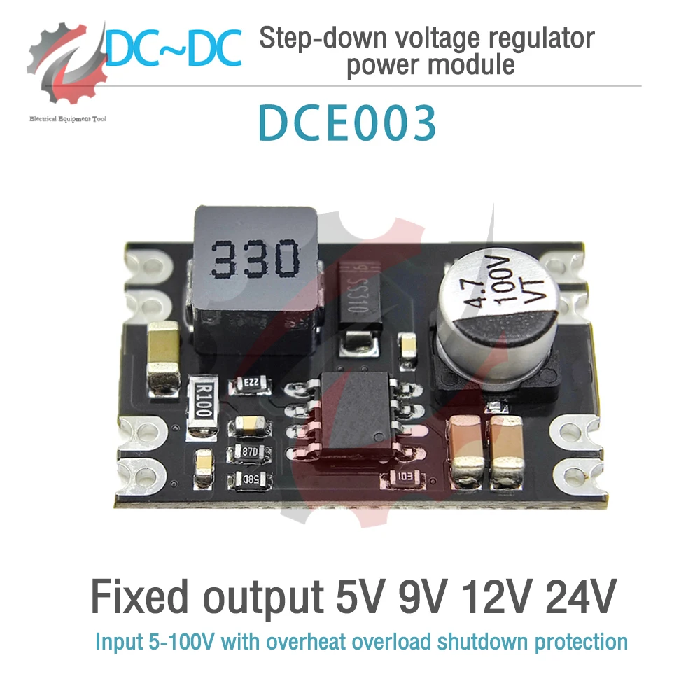 ミニDC-DC 6 V-100 Vから5 V 9 V 12 V 24 V 3 A降圧降圧コンバータ電源モジュール高効率降圧PCBボード