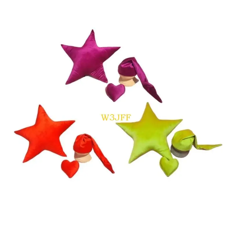 W3JF رائعتين وسادة تصوير للأطفال حديثي الولادة على شكل نجمة مع مجموعة على شكل قلب #5