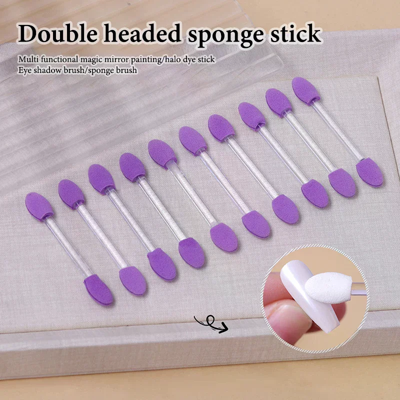 10 個アイシャドウブラシアプリケータープロフェッショナルメイクアップスポンジスティック化粧ブラシダブルエンド美容化粧品