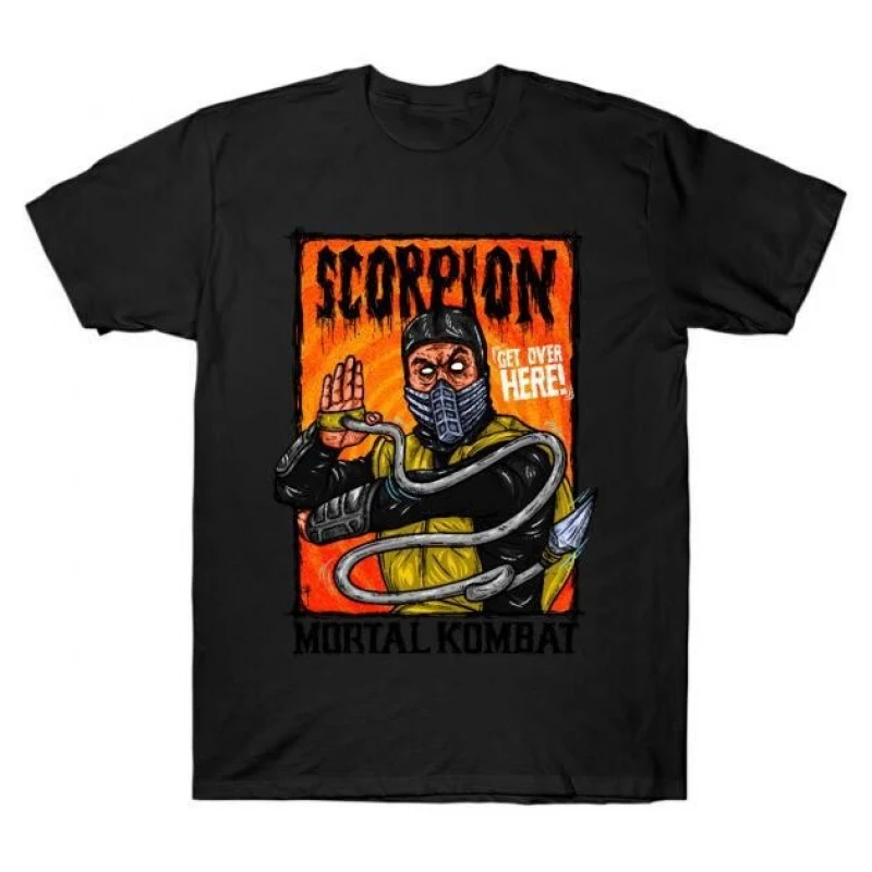 Scorpion 90's Video game Mortal Kombat Gift tee for gamer 100% cotton Men's Short Sleeve Graphic T-Shirt All size tops S-6XL