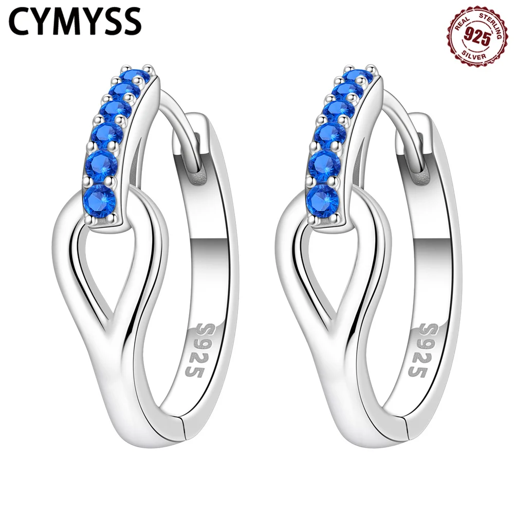 

CYMYSS 2025 New 925 Sterling Silver Simple Blue Earrings Boutique Birthday Party Gift Trend Zirconia Jewelry Women's Earrings