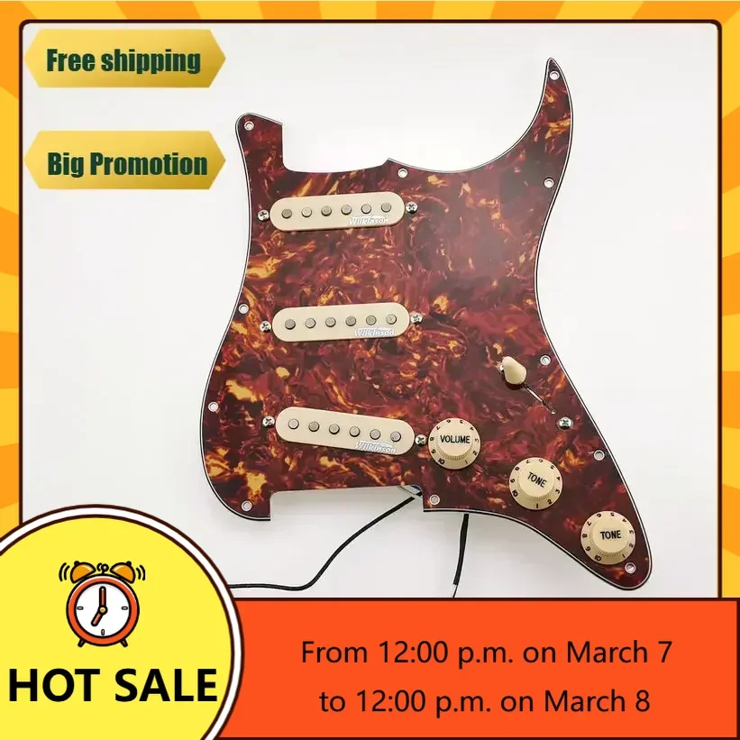 

Q-X Music Store-7 sounds Prewired Pickguard Harness Guitar Pickups Wilkinson WVS 60's Alnico5 SSS Single Coil Pickups