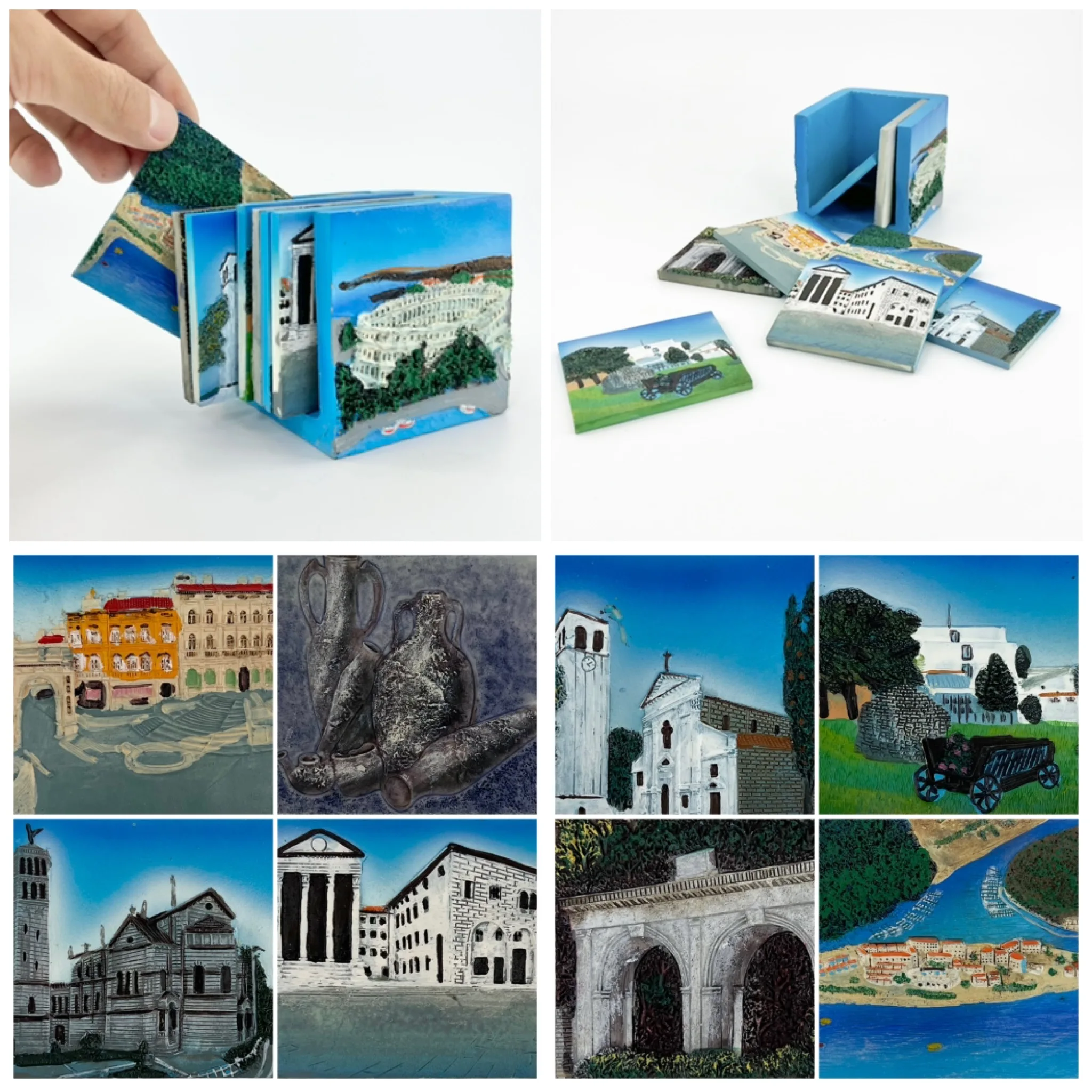 

Croatian Pula Istria Landscape Album Decoration Hand-painted Resin Room Decoration, Travel Commemorative Gift