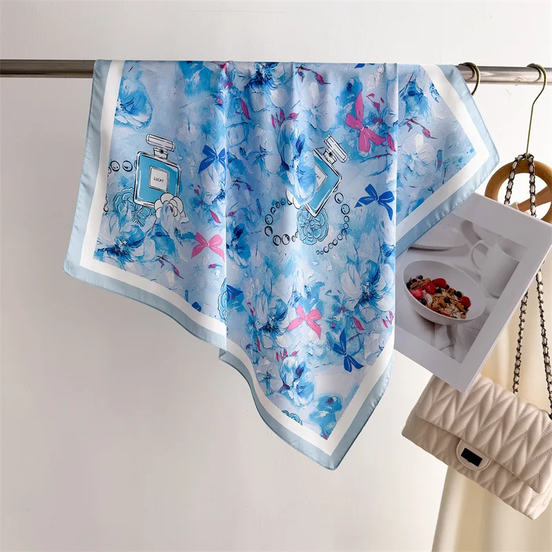

Luxury Printed Square Scarves Women's Silk Scarf Spring and Summer Floral Bandana Small Neckties Hairbands Bags Foulard Shawl