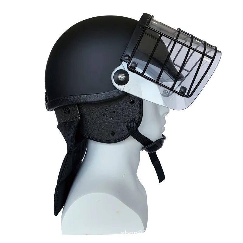 Casco antidisturbios de estilo americano, protector táctico con malla de acero y capucha de acero