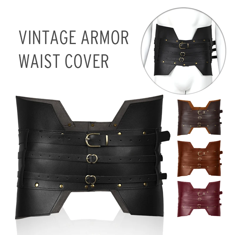 

human Waist Armor Men Medieval Cosplay Leather Armor Belt with Adjustable Design Knight Corset Belt Halloween Costume for Party