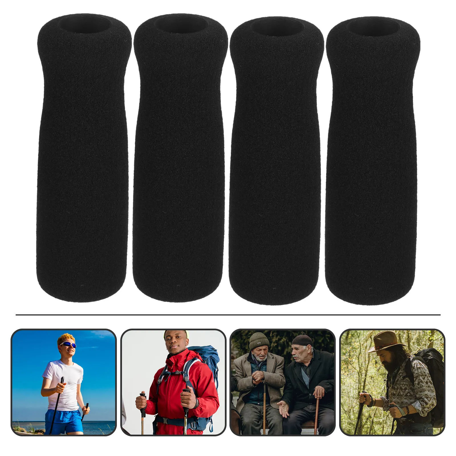 

4Pcs Premium Thick Sponge Walking Cane Handle Grips Anti-Skid Comfortable Ergonomic Cane Hand Grips for Seniors Reduced Wrist