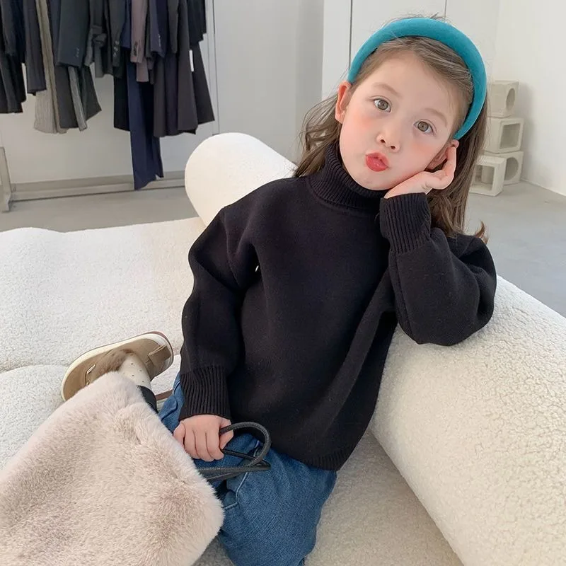 

Утолщенный детский свитер на флисовой подкладке с защитой от скатывания — термостойкий базовый слой для больших детей и младенцев, водолазка с круглым вырезом, зимнее тепло