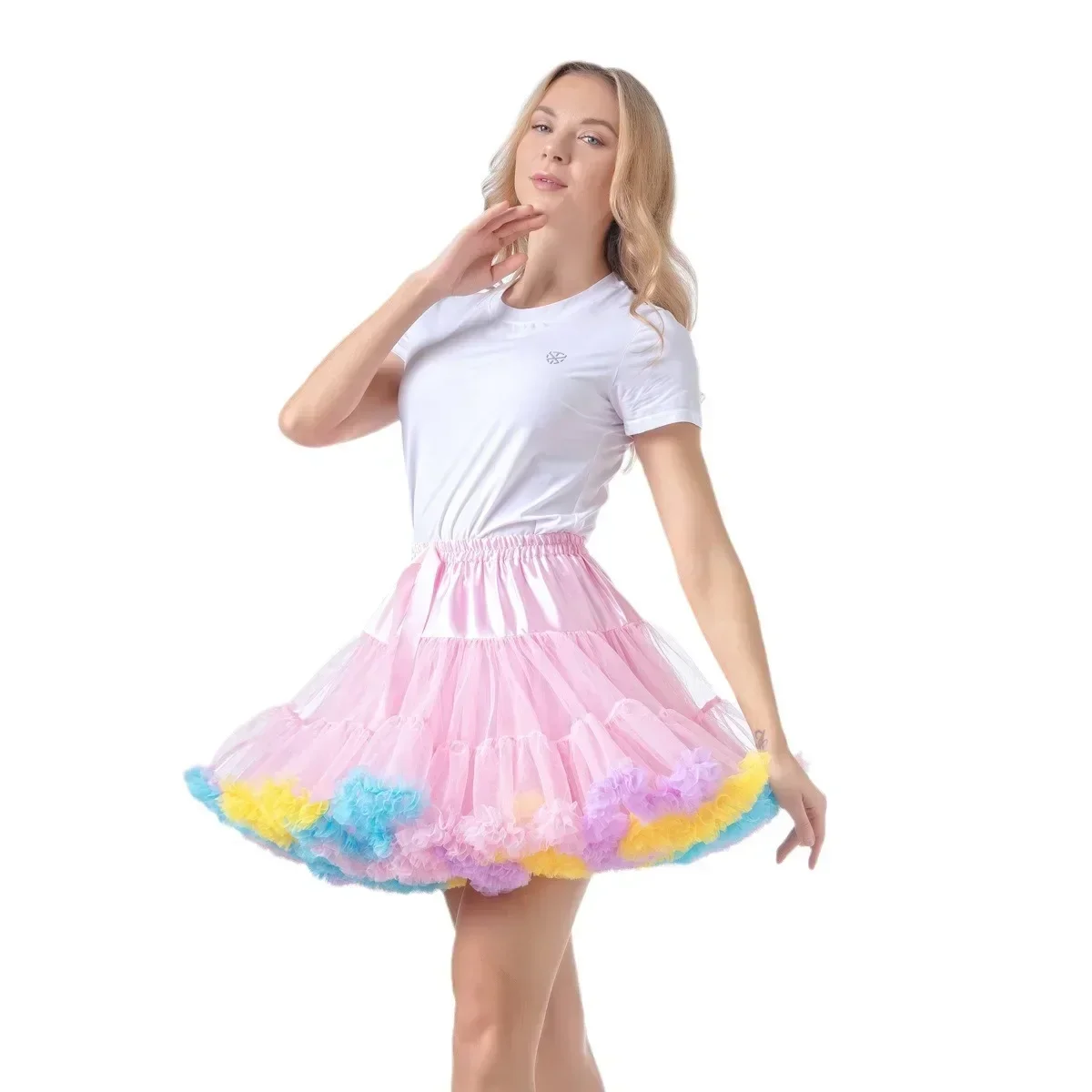 Colorful Women's Tutu Skirt Adult Tulle Ballet Dance Costume Fluffy Short Petticoat Tutu Skirt Layered Tulle Ballet Pettiskirts