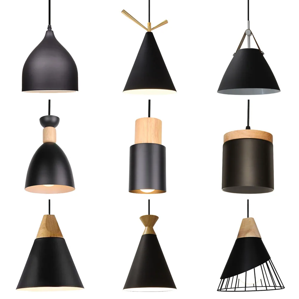 

Nordic Industrial LED E27 Wood Pendant lamp Vintage Modern macaron Hanging Light Lighting Living Room Home decor kitchen Fixture