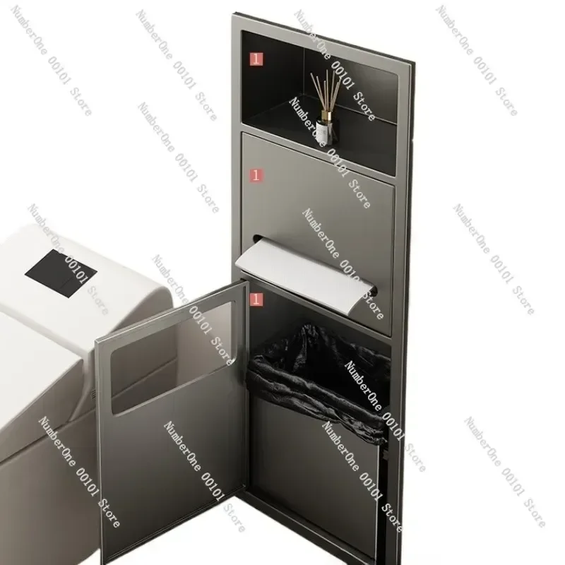 Embedded Toilet Paper Towel Niche, Bathroom Trash Can Niche, Storage with Door, Beautiful Shelving Unit for Bathroom