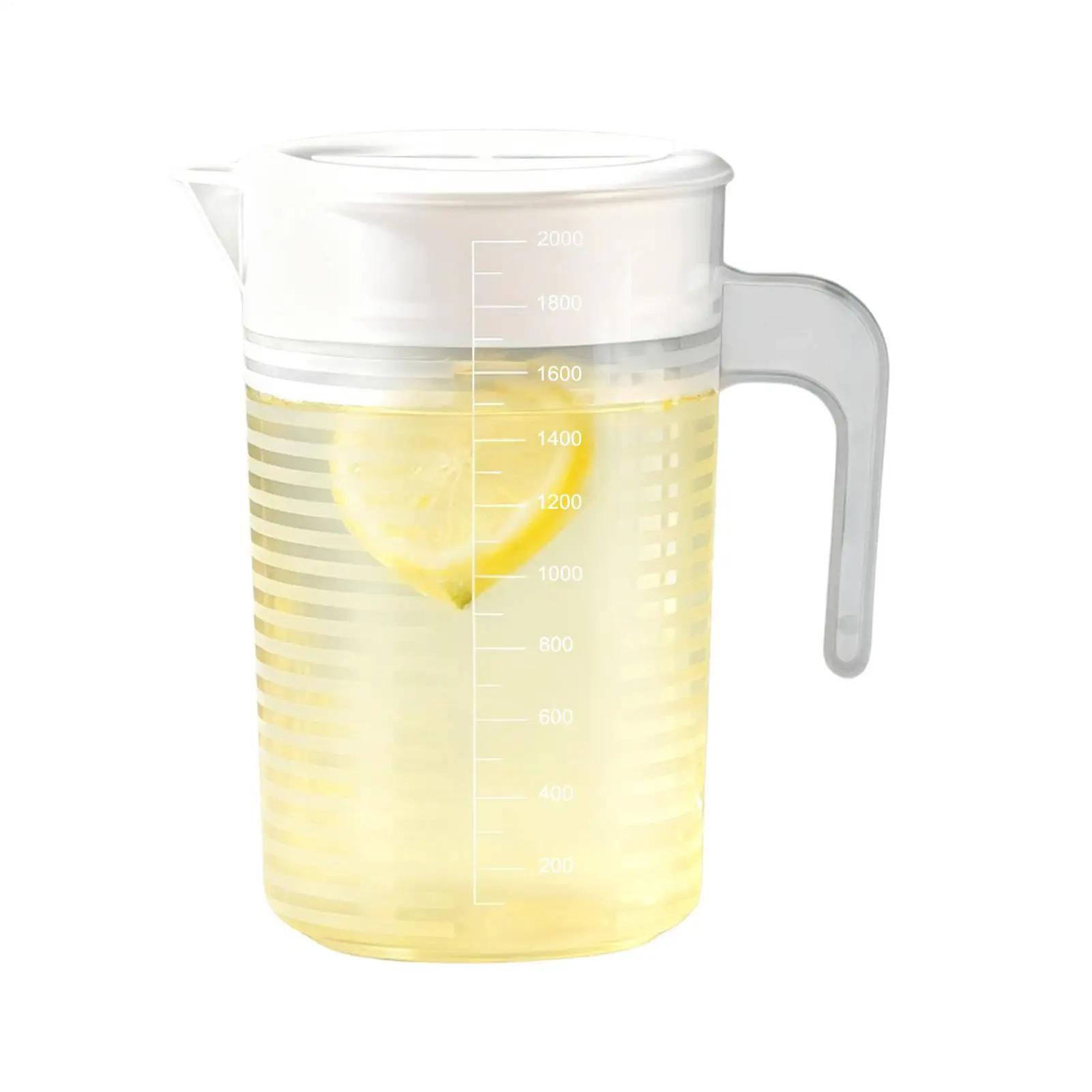 2L Clear Graduated Measuring Cup Scale Plastic Mixing Cup Large Capacity With Lid Jug Fridge Water Pitcher for Tea Coffee